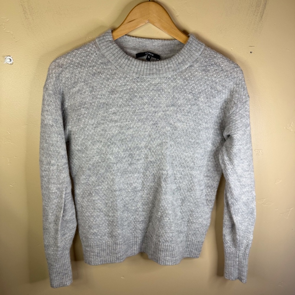 Quince Womens Small Crew Neck Merino Wool Alpaca Pullover Light Gray Sweater